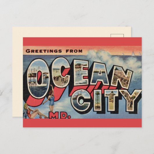 Gruß von Ocean City Postkarte (Vorne/Hinten)