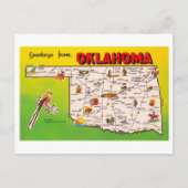 Gruß von Oklahoma Vintag Map Postkarte (Vorderseite)