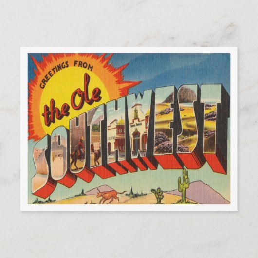 Gruß von Ole Southwest Vintage Travel Postkarte (Vorderseite)