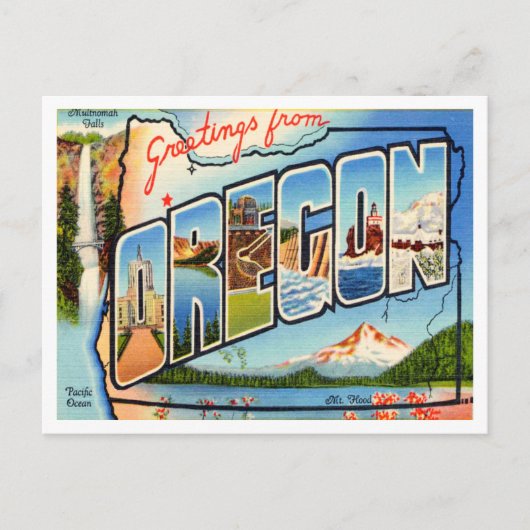 Gruß von Oregon Vintage Travel Postkarte (Vorderseite)