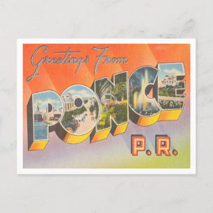 Gruß von Ponce, Puerto Rico Vintage Travel Postkarte