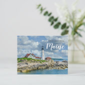 Gruß von Portland Maine Lighthouse Post Card Postkarte (Stehend Vorderseite)