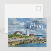 Gruß von Portland Maine Lighthouse Post Card Postkarte (Vorne/Hinten)