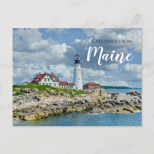 Gruß von Portland Maine Lighthouse Post Card Postkarte (Vorderseite)