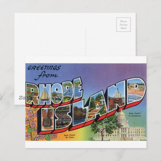 Gruß von Rhode Island Postkarte (Vorne/Hinten)