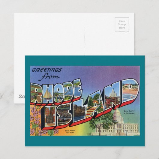 Gruß von Rhode Island Postkarte (Vorne/Hinten)