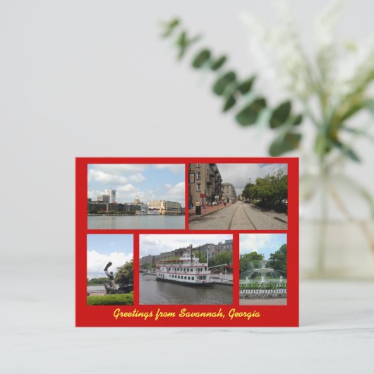 Gruß von Savannah Georgia Postcard Postkarte (Stehend Vorderseite)