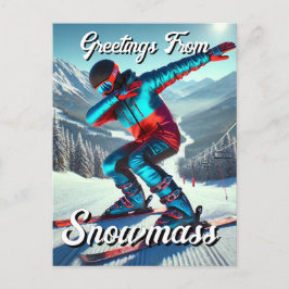 Gruß von Snowmassentabbing Skier Postkarte
