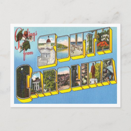 Gruß von South Carolina Vintage Travel Postkarte (Vorderseite)