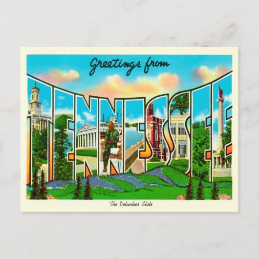 Gruß von Tennessee Vintage Travel Postkarte (Vorderseite)