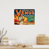 Gruß von Venus Retro SciFi Poster (Küche)