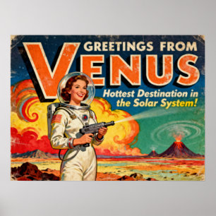 Gruß von Venus Retro SciFi Poster