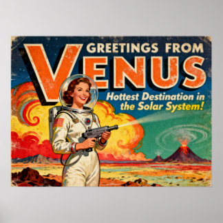 Gruß von Venus Retro SciFi Poster