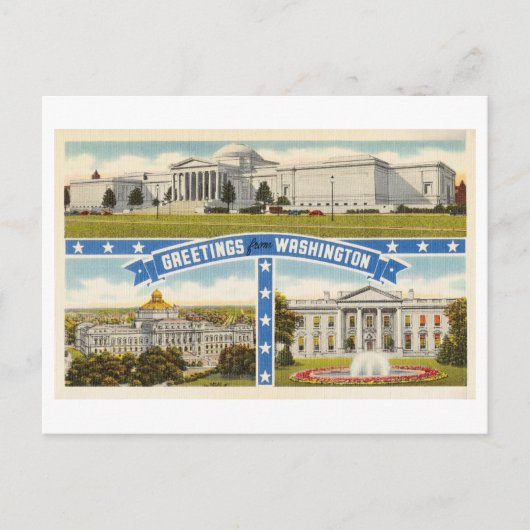 Gruß von Washington DC Vintage Travel Postkarte (Vorderseite)