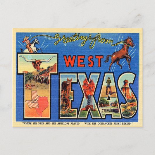 Gruß von West Texas Vintage Travel Postkarte (Vorderseite)
