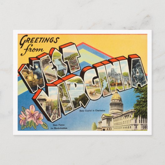 Gruß von West Virginia Vintage Travel Postkarte (Vorderseite)