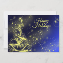 Gruß Weihnachtsbaum Gold Stars Navy Blue