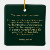 Grußbotschaft des benutzerdefinierten Fotos grün Keramikornament (Rückseite)