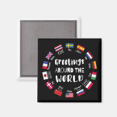 Grüße auf der ganzen Welt, Hallo in allen Sprachen Magnet (Vorderseite/Rückseite)