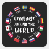 Grüße auf der ganzen Welt, Hallo in allen Sprachen Quadratischer Aufkleber (Vorderseite)