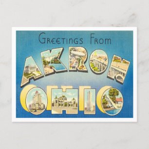 Grüße aus Akron, Ohio Vintage Reise Postkarte