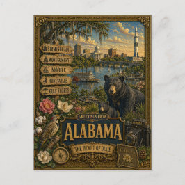 Grüße aus Alabama | Vintage Retro Kunst Postkarte