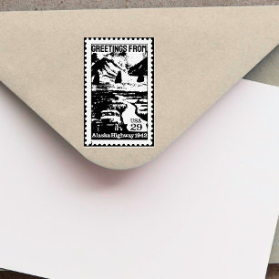 Grüße aus Alaska Alte Vintage Briefmarke Gummistempel