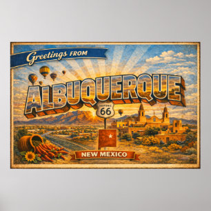Grüße aus Albuquerque Vintage Postkarte Poster