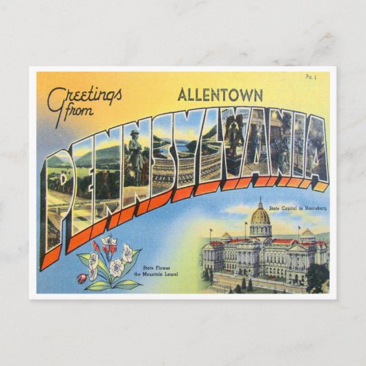 Grüße aus Allentown, Pennsylvania Postkarte (Vorderseite)