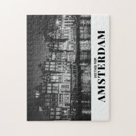 Grüße aus Amsterdam Schwarz & Weiß Nacht Puzzle