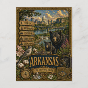 Grüße aus Arkansas   Vintage Retro Kunst Postkarte