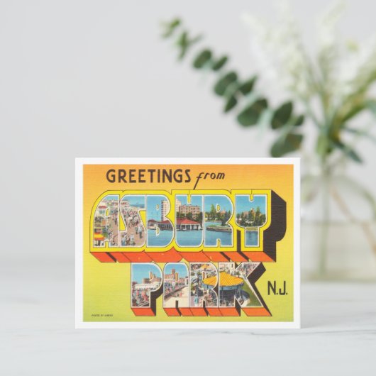 Grüße aus Asbury Park, New York Travel Postkarte (Stehend Vorderseite)