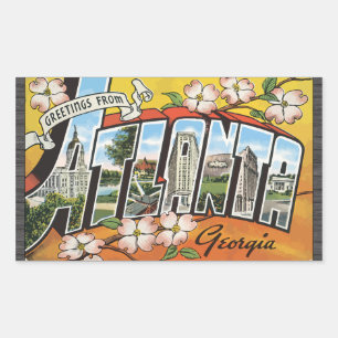 Grüße aus Atlanta Georgia, Vintage Rechteckiger Aufkleber