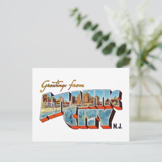Grüße aus Atlantic City New Jersey Postkarte (Stehend Vorderseite)