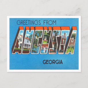 Grüße aus Augusta, Georgia Vintage Reise Postkarte