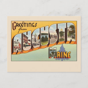 Grüße aus Augusta, Maine Vintage Großer Buchstabe Postkarte
