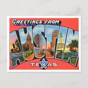 Grüße aus Austin, Texas Vintage Reise Postkarte