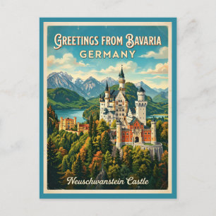 Grüße aus Bayern Deutschland Neuschwanstein Postkarte