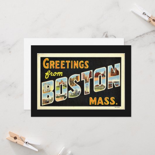 Grüße aus Boston, Mass. Karte (Vorderseite/Rückseite Beispiel)