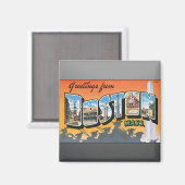 Grüße aus Boston Mass, Vintag Magnet (Vorderseite/Rückseite)