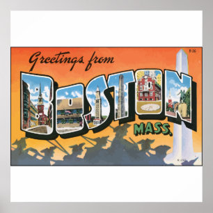 Grüße aus Boston Mass, Vintag Poster