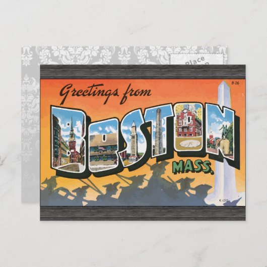Grüße aus Boston Mass, Vintag Postkarte (Vorne/Hinten)