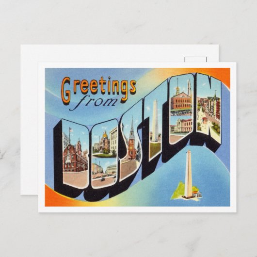 Grüße aus Boston, Massachusetts Travel Postkarte (Vorne/Hinten)