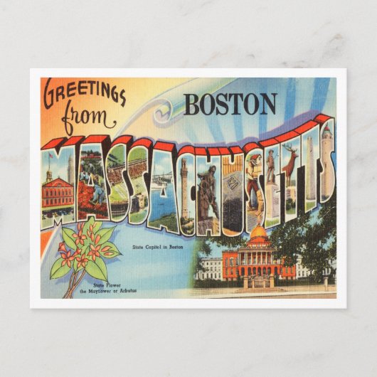 Grüße aus Boston, Massachusetts Travel Postkarte (Vorderseite)