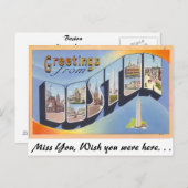 Grüße aus Boston Postkarte (Vorne/Hinten)
