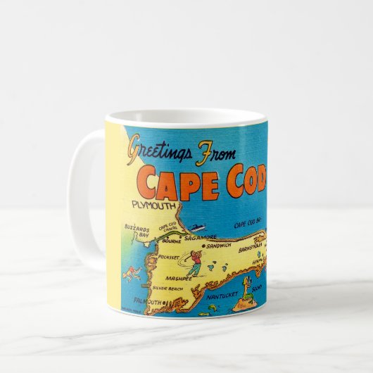 Grüße aus Cape Cod Map Kaffeetasse (Vorderseite Links)