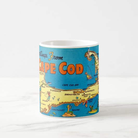 Grüße aus Cape Cod Map Kaffeetasse (Mittel)