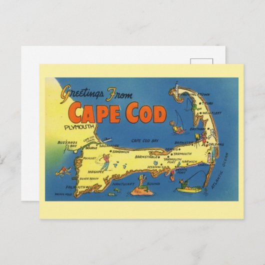 Grüße aus Cape Cod Map Postkarte (Vorne/Hinten)