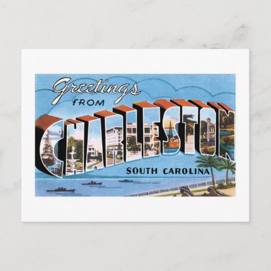 Grüße aus Charleston, South Carolina! Vintag Postkarte (Vorderseite)
