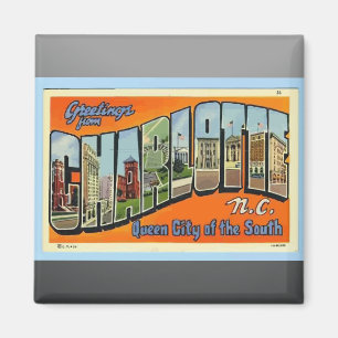 Grüße aus Charlotte N.C. , Vintage Magnet